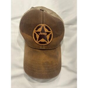 Jeep Star Logo Trucker Hat Brown Mesh Back Baseball Cap Men